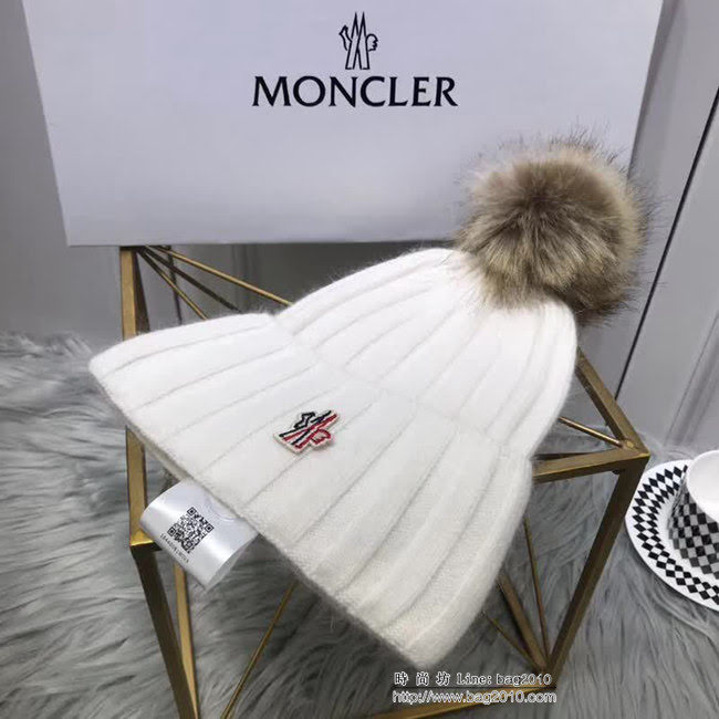 MONCIER蒙口 專櫃新品 原版高端狐狸毛球羊毛+兔絨 時尚百搭針織帽 LLWJ7892